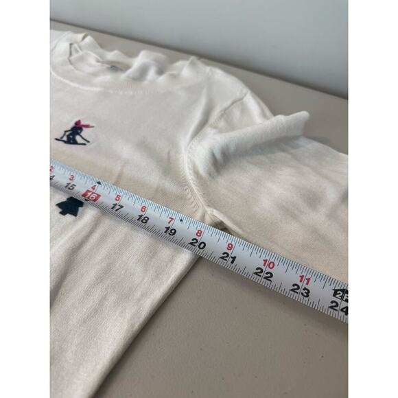 LOFT White Sweater with Skiers and Trees Graphic Winter Pullover Size L - Picture 6 of 8